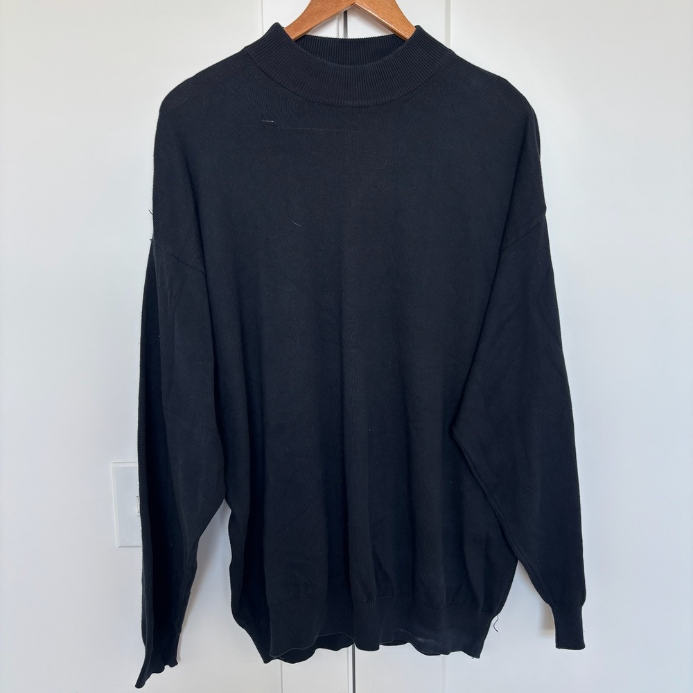 Zeidler & Zeitler Mens‎ Black Mock Neck Sweater Cotton Modal Rayon Made Italy M